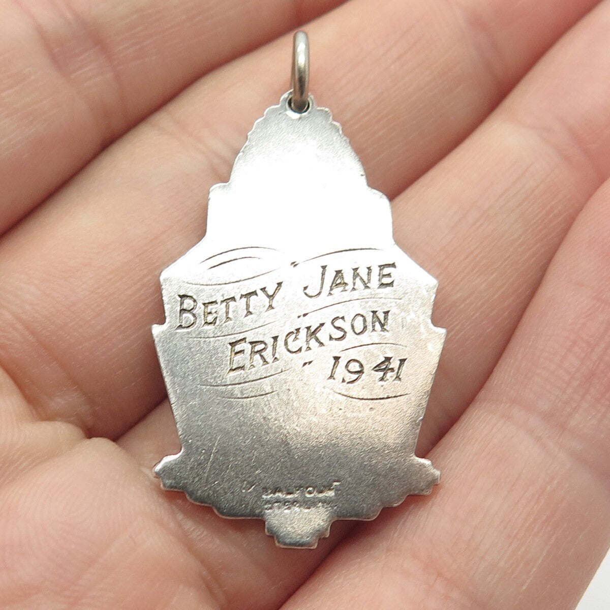 925 Sterling Silver Vintage Enamel Balfour 1941 American Legion Essay Pendant