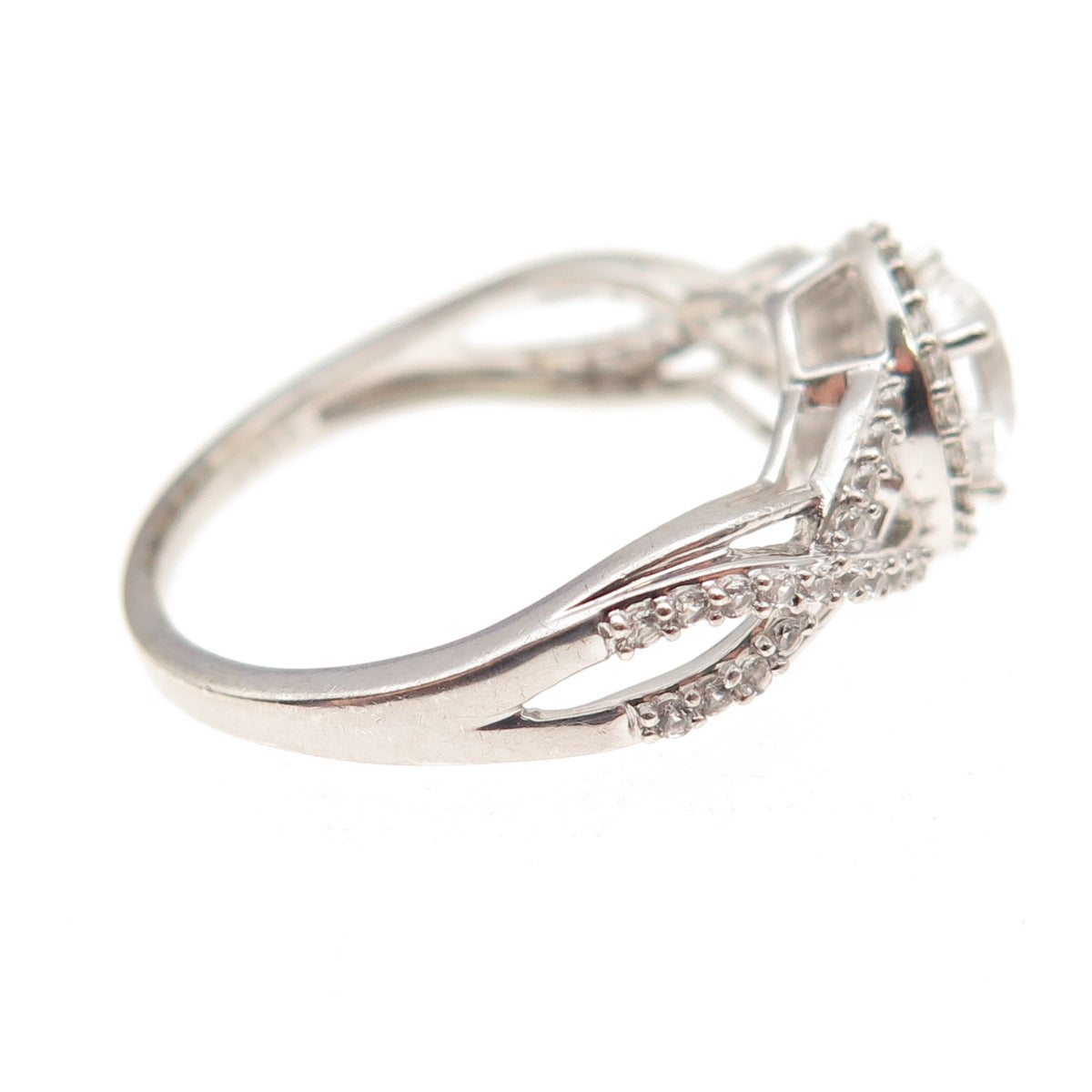 Jane Seymour 925 Sterling Silver Real White Topaz Engagement Ring Size 6.75