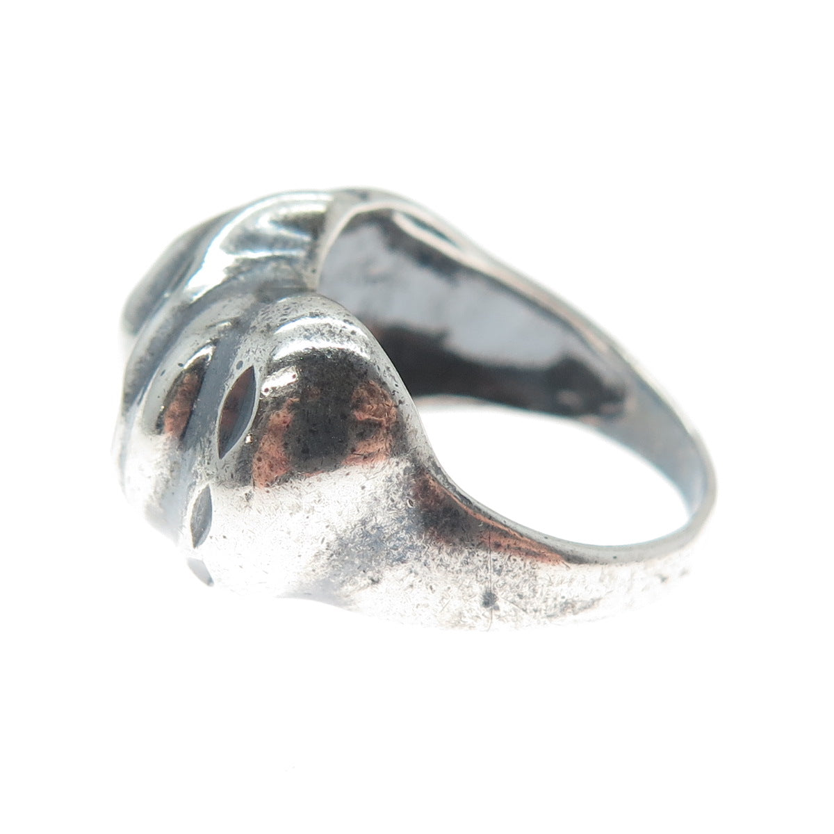 925 Sterling Silver Vintage Modernist Dome Oxidized Ring Size 6