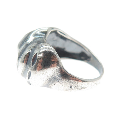 925 Sterling Silver Vintage Modernist Dome Oxidized Ring Size 6