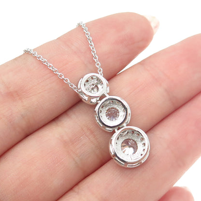 925 Sterling Silver Round-Cut C Z Graduated Disc Cable Chain Necklace 18-20"