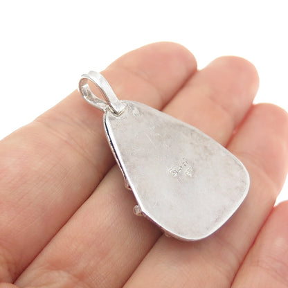 925 Sterling Silver Vintage Roman Glass Modernist Charm Pendant