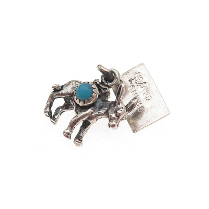 Bell Trading Post Old Pawn 925 Sterling Vintage Turquoise Donkey Charm Pendant
