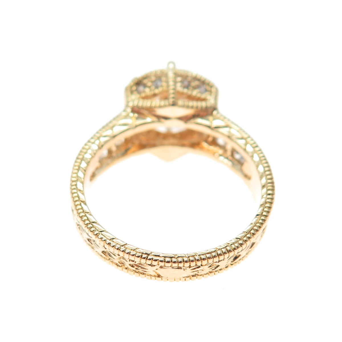 925 Sterling Gold Plated Round & Princess-Cut C Z Engagement Ring Size 10.25