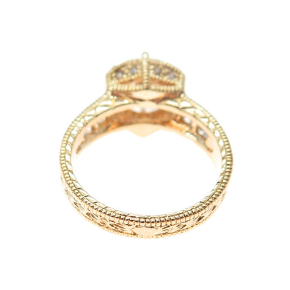 925 Sterling Gold Plated Round & Princess-Cut C Z Engagement Ring Size 10.25