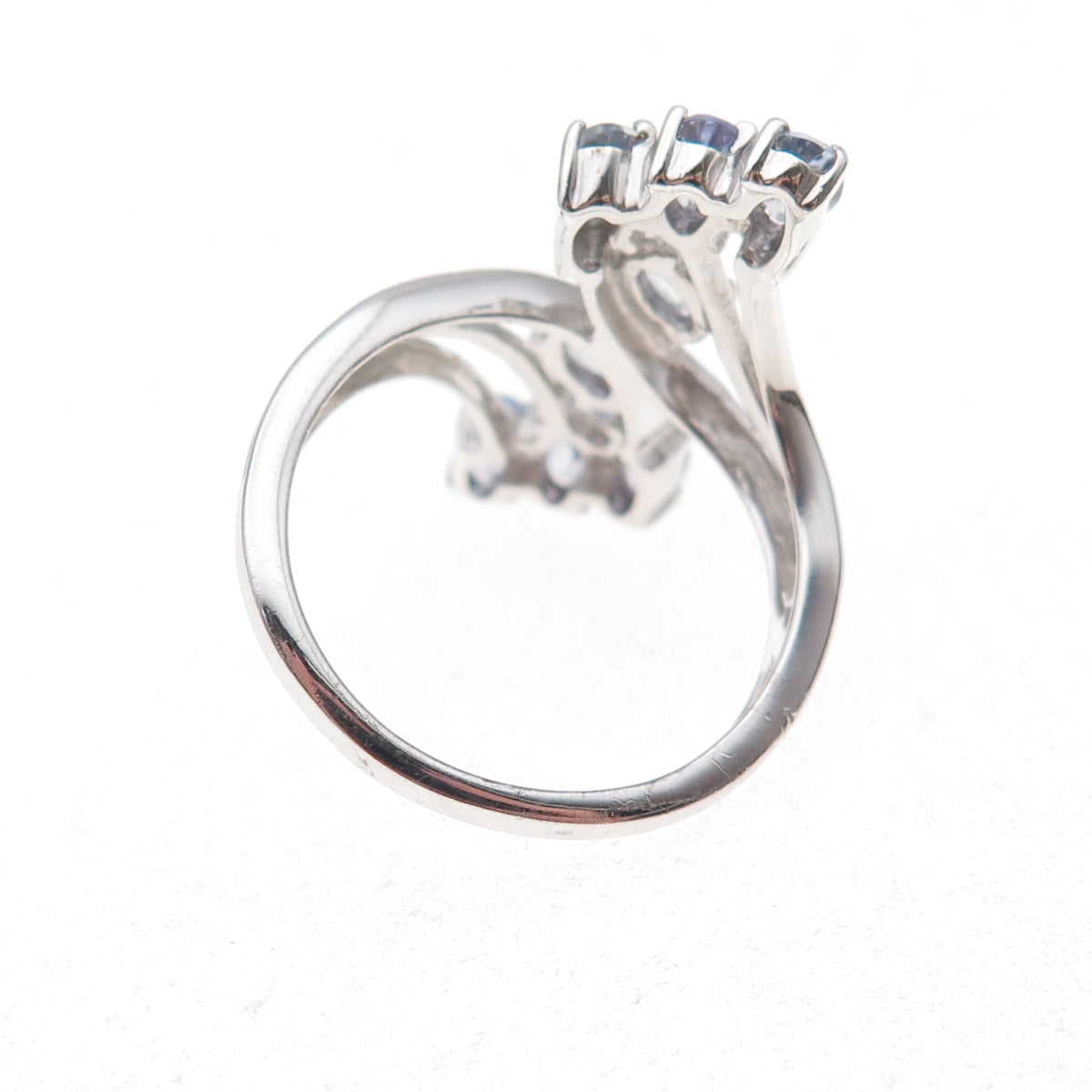Chuck Clemency 925 Sterling Silver Real Oval-Cut Tanzanite Bypass Ring Size 8