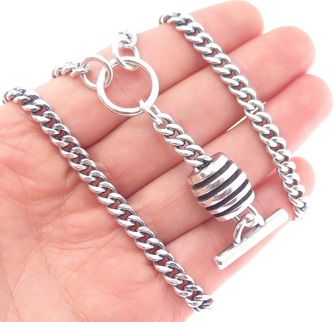 925 Sterling Silver Vintage Cuban Pocket Watch Chain 24"