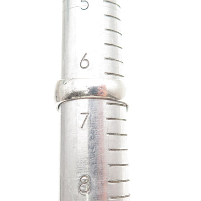 925 Sterling Silver Vintage Modernist Dome Oxidized Ring Size 6.75