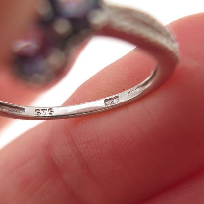 Chuck Clemency 925 Sterling Silver Real Tanzanite Floral Ring Size 7