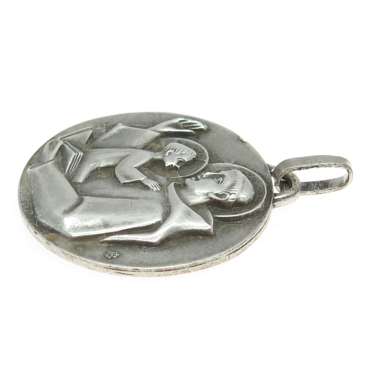 925 Sterling Silver Vintage St. Anthony Medal Religious Pendant