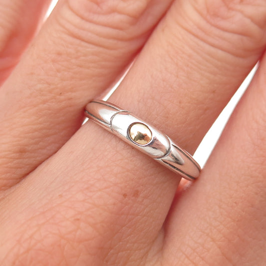 Ste Bee 925 Sterling Silver 2-Tone Vintage Modernist Oxidized Ring Size 7.75