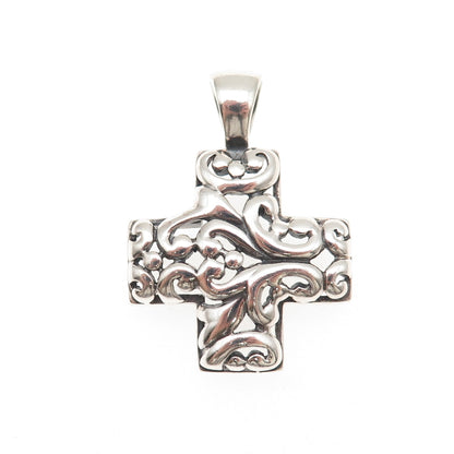 ATI Annika Witt 925 Sterling Silver Vintage Ornate Cross Oxidized Charm Pendant