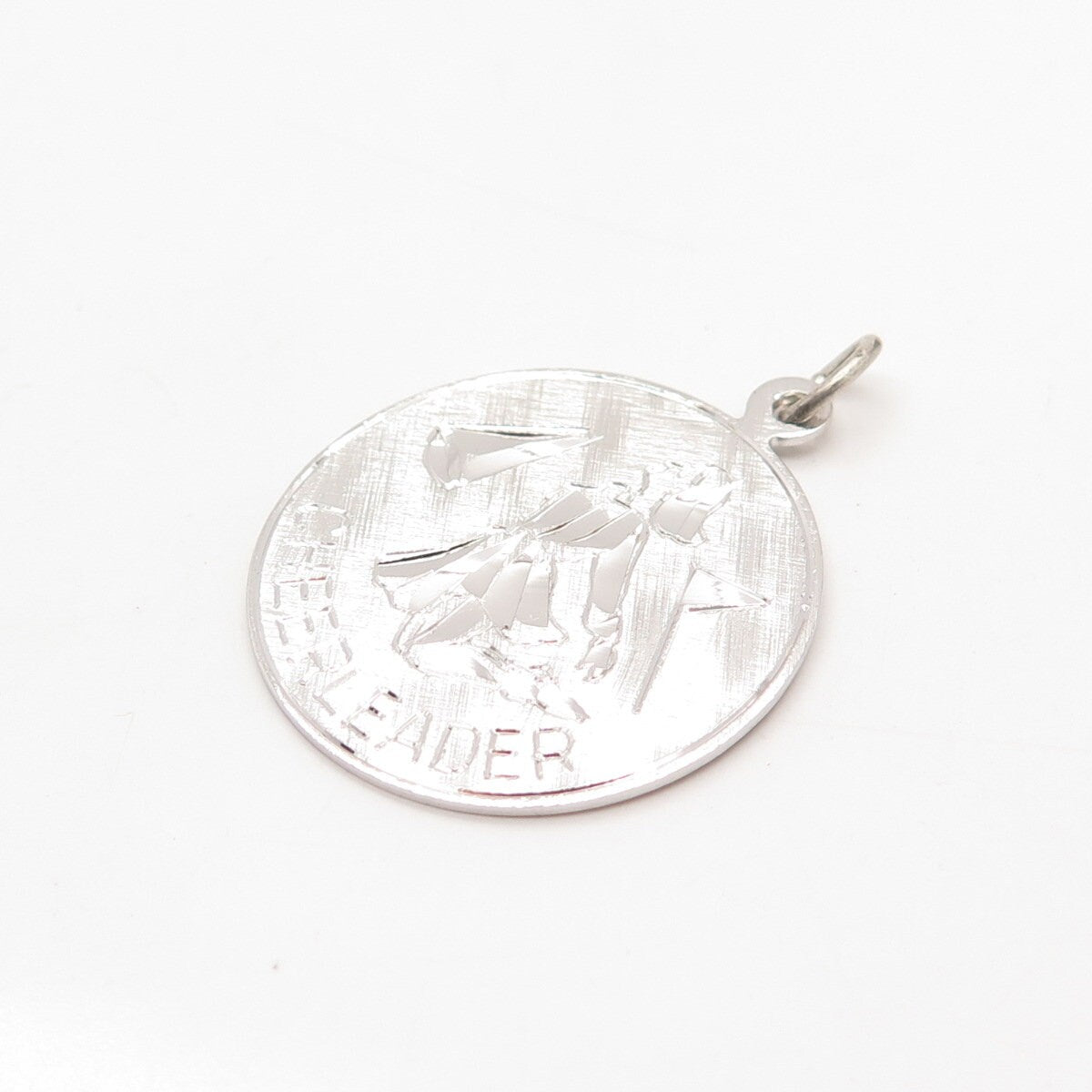 925 Sterling Silver Vintage "Cheerleader" Round Pendant
