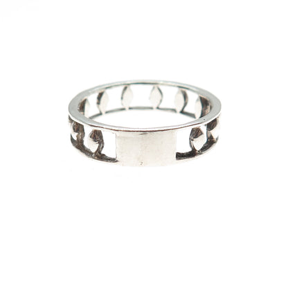 925 Sterling Silver Vintage Diamond-Shape All Around Beads Band Ring Size 6