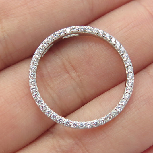 HAN 925 Sterling Silver Pave C Z Circle of Life Slide Pendant