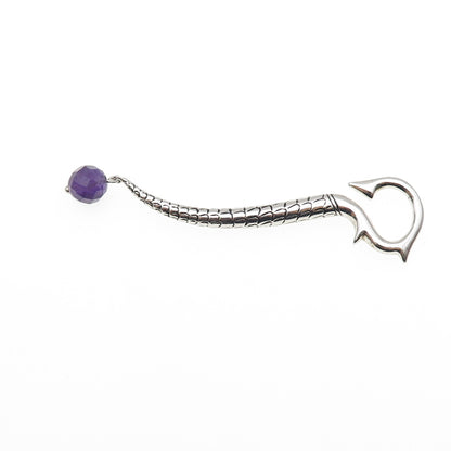 GUESS 925 Sterling Silver Real Amethyst Dragon Hook SINGLE Earring