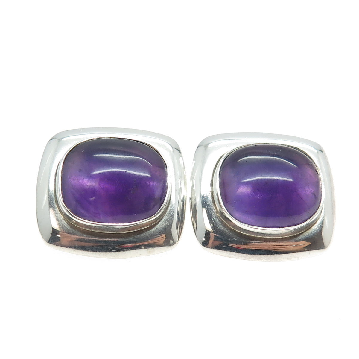 GFMW Great Falls Metal Works 925 Sterling Silver Vintage Real Amethyst Earrings