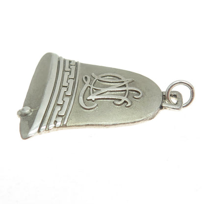ARINA'S 925 Sterling Silver Vintage "NLS" Signet Bell Pendant