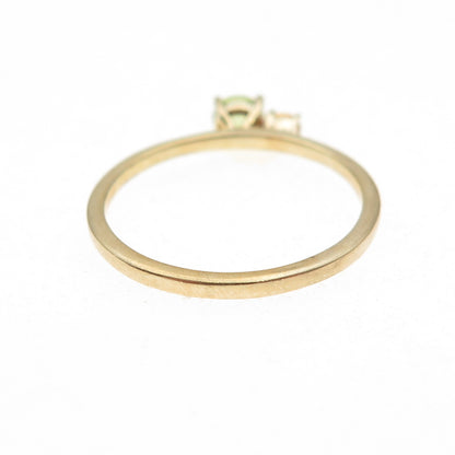 925 Sterling Silver Gold Plated Real Round-Cut Peridot & Citrine Ring Size 7