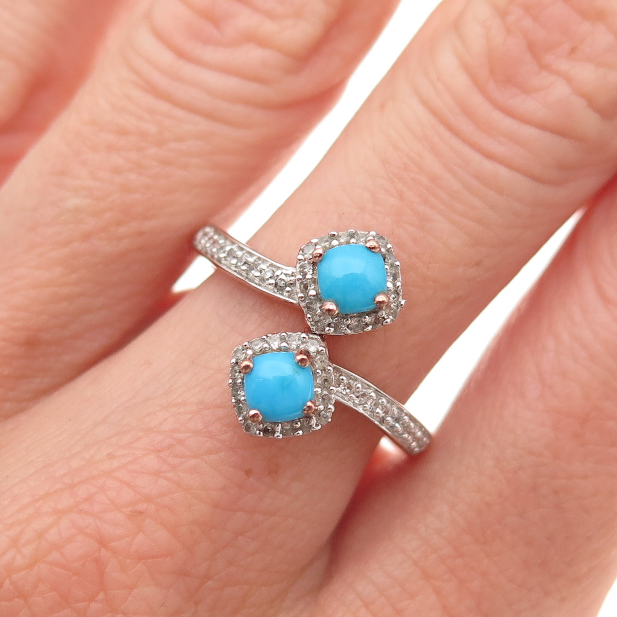 Chuck Clemency 925 Sterling Silver Gold Plated Real Turquoise Topaz Ring Size 8