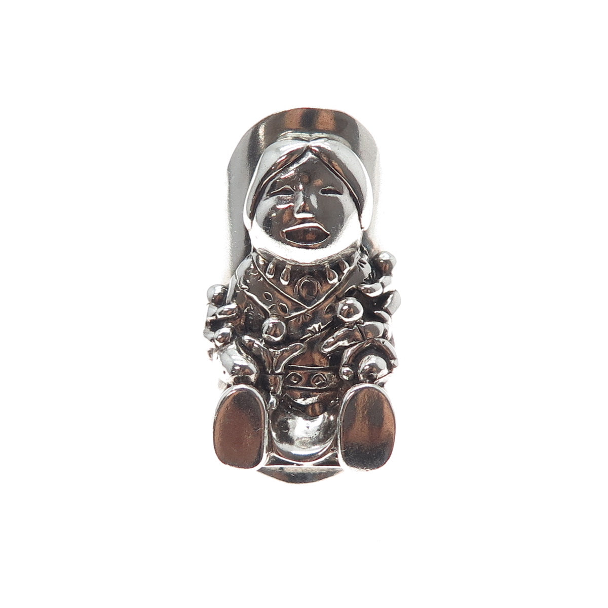 CAROL FELLEY 925 Sterling Silver Vintage 1990 Kachina Doll Ring Size 6.75