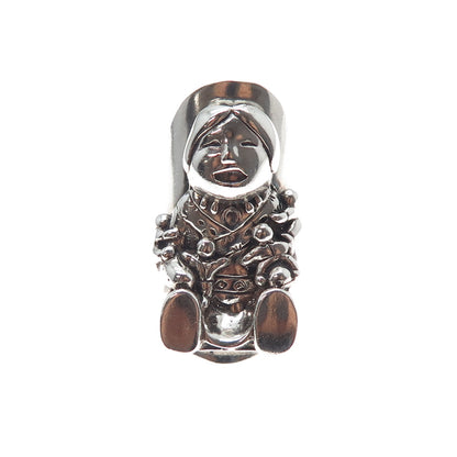 CAROL FELLEY 925 Sterling Silver Vintage 1990 Kachina Doll Ring Size 6.75