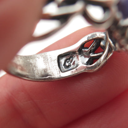 Carolyn Pollack 925 Sterling Silver Vintage Real Charoite Oxidized Ring Size 6