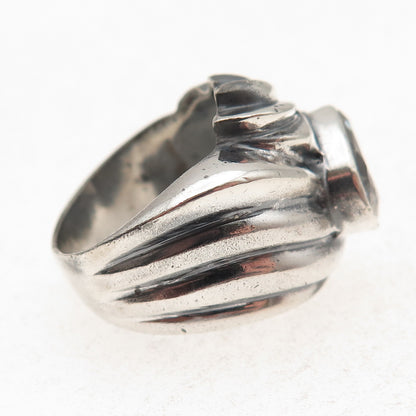 925 Sterling Silver Vintage Pear-Cut C Z Modernist Oxidized Ring Size 6.5