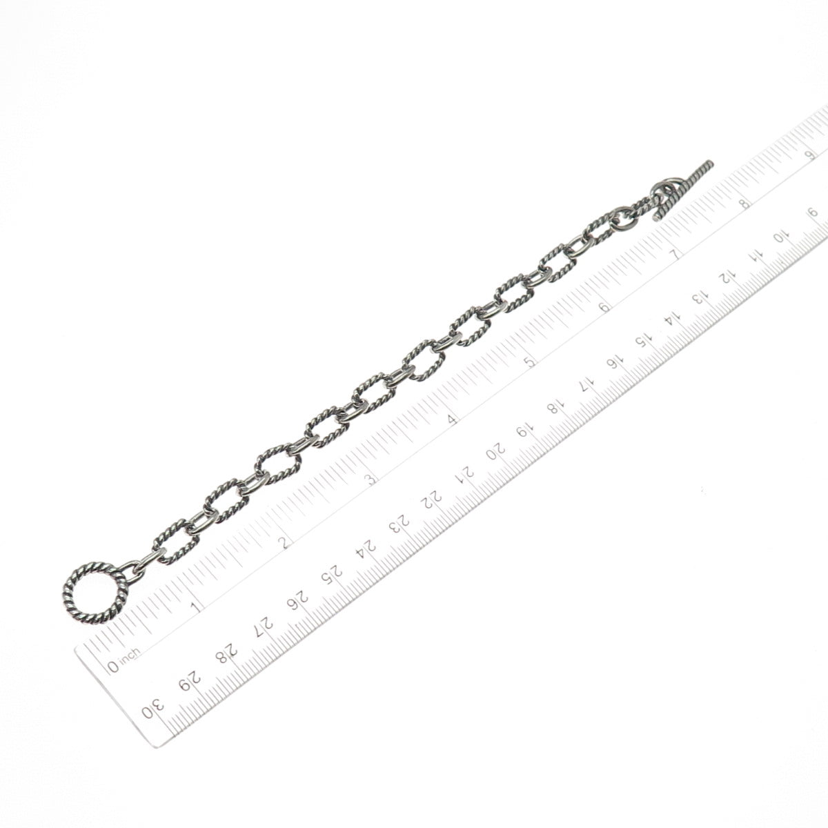 925 Sterling Silver Vintage Cable Link Oxidized Bracelet 7"