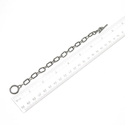 925 Sterling Silver Vintage Cable Link Oxidized Bracelet 7"