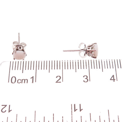 925 Sterling Silver Real Round-Cut Opal Stud Earrings