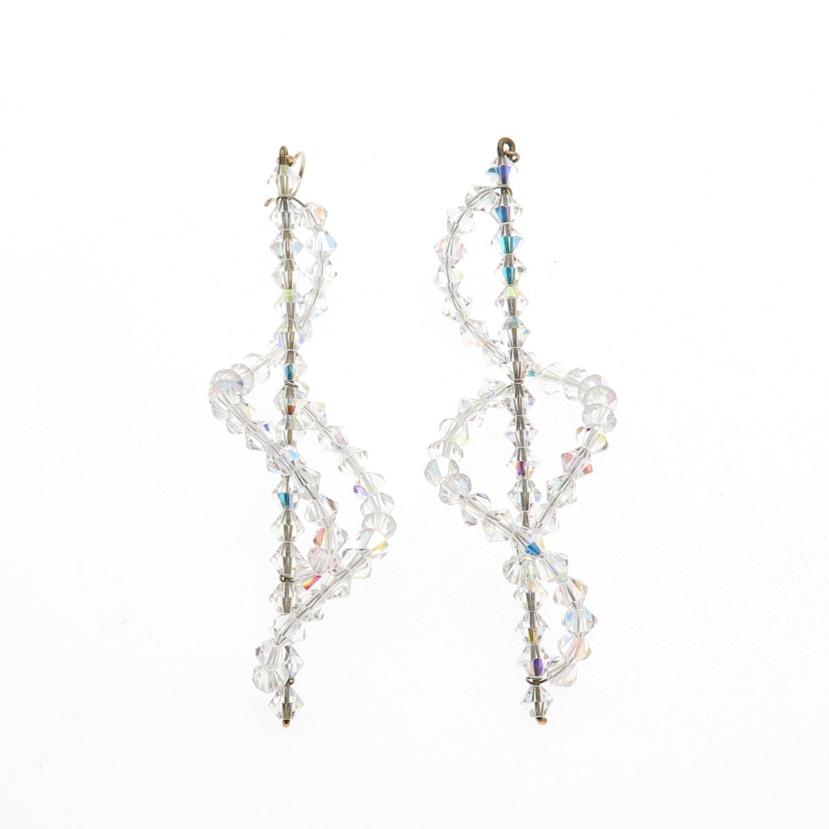 Gold Filled Vintage Crystal Beads Twisted Dangle Earrings