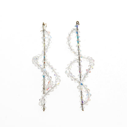 Gold Filled Vintage Crystal Beads Twisted Dangle Earrings
