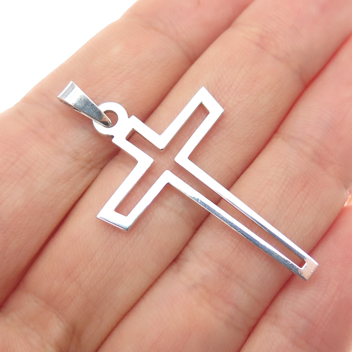 925 Sterling Silver Vintage Open Cross Charm Pendant