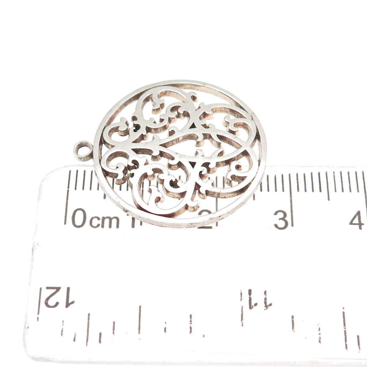IC James Craig 925 Sterling Silver Vintage Modernist Ornate Floral Charm Pendant