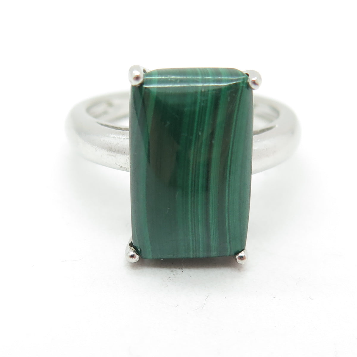 KN Kajal Naina 925 Sterling Silver Vintage Real Malachite Ring Size 9