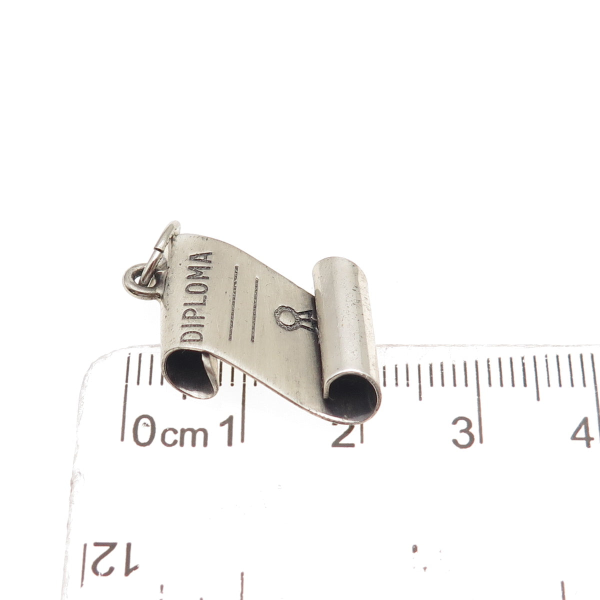 Beau 925 Sterling Silver Vintage Diploma Oxidized Charm Pendant