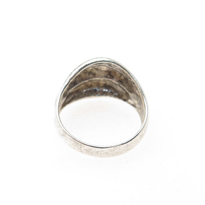 CELLINI 925 Sterling Silver Vintage Modernist Oxidized Ring Size 7.25