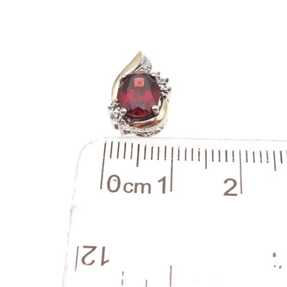 Richline 925 Sterling Silver 10K Gold Real Diamond Red Garnet Mini Slide Pendant