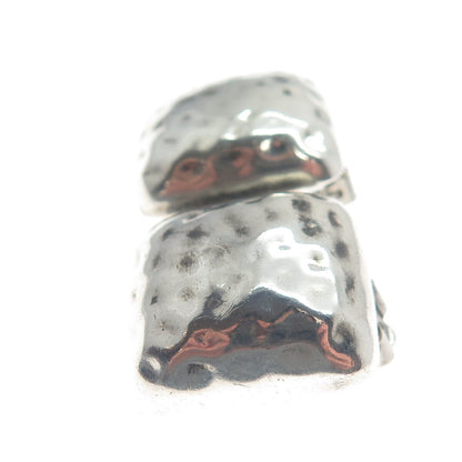 925 Sterling Silver Vintage Hammered Oxidized Clip On Earrings