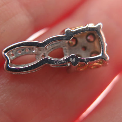 925 Sterling Silver Round-Cut Shaped C Z Diamond-Cut Lock Mini Slide Pendant