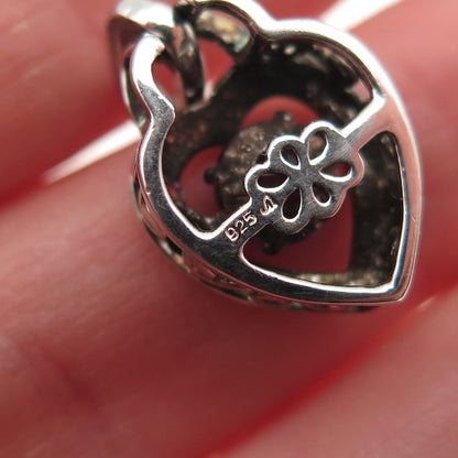 925 Sterling Silver Real Round-Cut Amethyst Heart Mini Charm Pendant