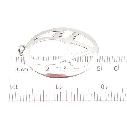 925 Sterling Silver Vintage Modernist Crescent Pendant