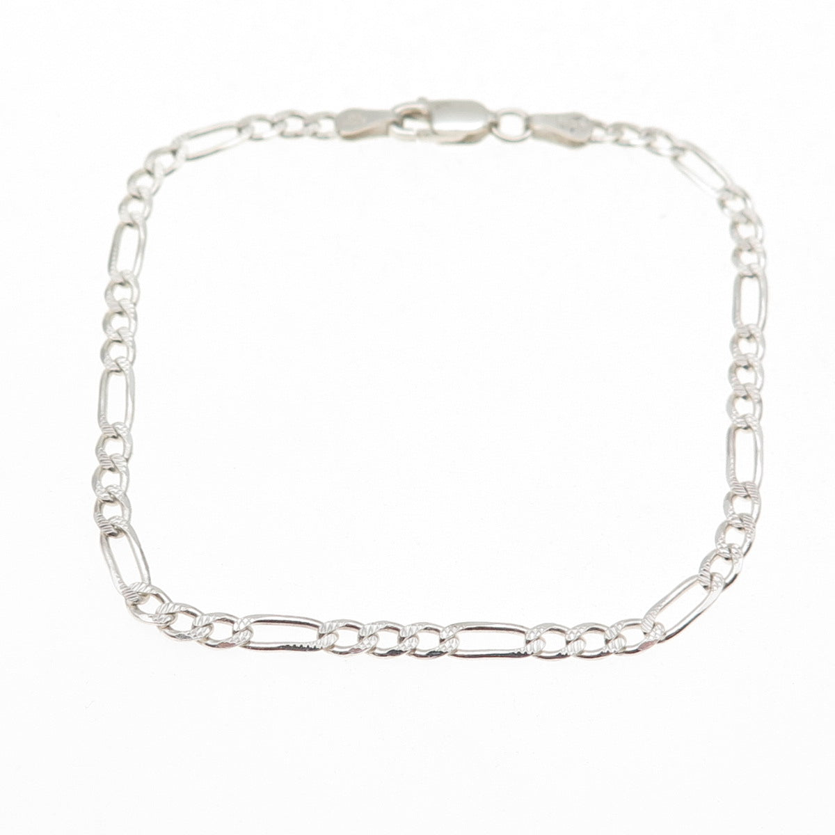 Han 925 Sterling Silver Vintage Italy Figaro Link Bracelet 7"
