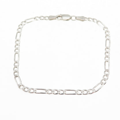 Han 925 Sterling Silver Vintage Italy Figaro Link Bracelet 7"
