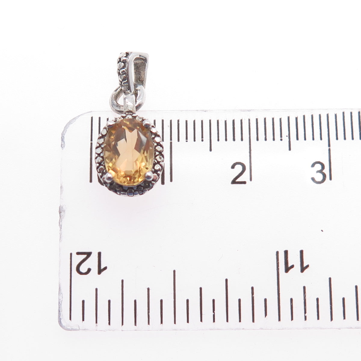 SAI 925 Sterling Silver Real Diamond Accent & Citrine Mini Charm Pendant