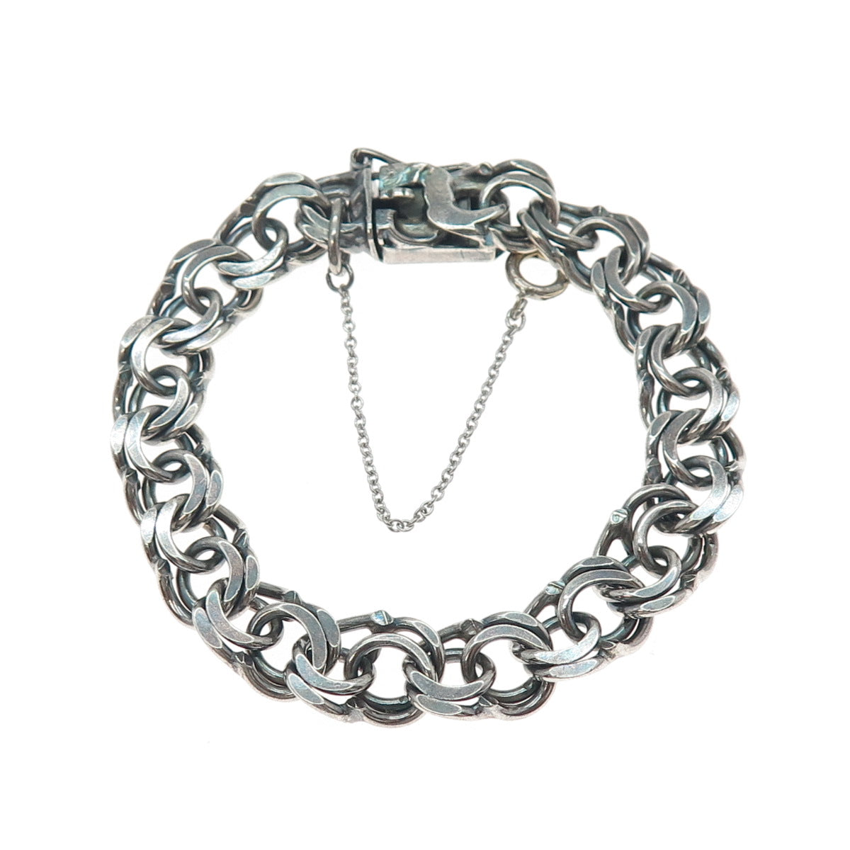 830S Silver Vintage Sweden Oxidized Bismark Link Bracelet 6.5"
