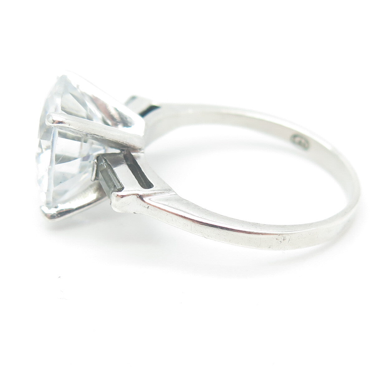 LAUREN G. ADAMS 925 Sterling Silver Vintage C Z Engagement Ring Size 8
