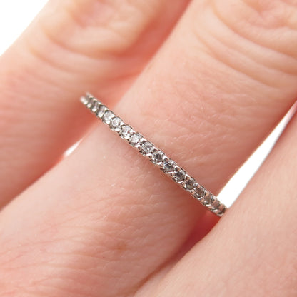 925 Sterling Silver Round-Cut C Z Eternity Stackable Band Ring Size 6.25