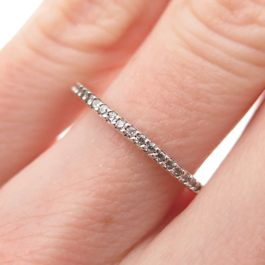 925 Sterling Silver Round-Cut C Z Eternity Stackable Band Ring Size 6.25